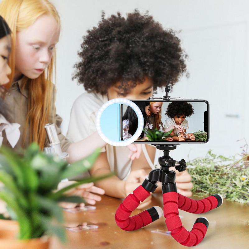 Trepied de masă cu încărcare USB Led Selfie Inel Luminos pentru Smartphone Mini Trepied Camera mobilă Trepied Suport Suport pentru telefon mobil Clip