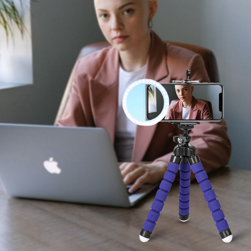 Trepied de masă cu încărcare USB Led Selfie Inel Luminos pentru Smartphone Mini Trepied Camera mobilă Trepied Suport Suport pentru telefon mobil Clip