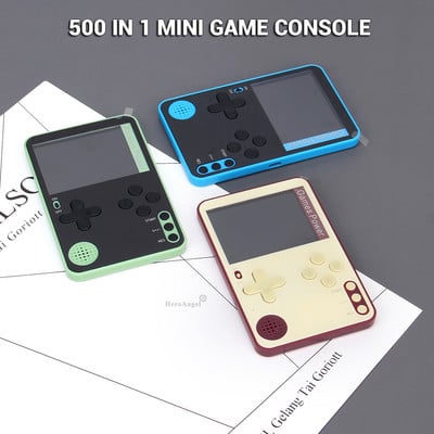 Gaming K10 Mini consolă portabilă de jocuri video Player de jocuri ultrasubțire 500 de jocuri clasice încorporat Player de buzunar de 6,5 mm Cadou pentru copii