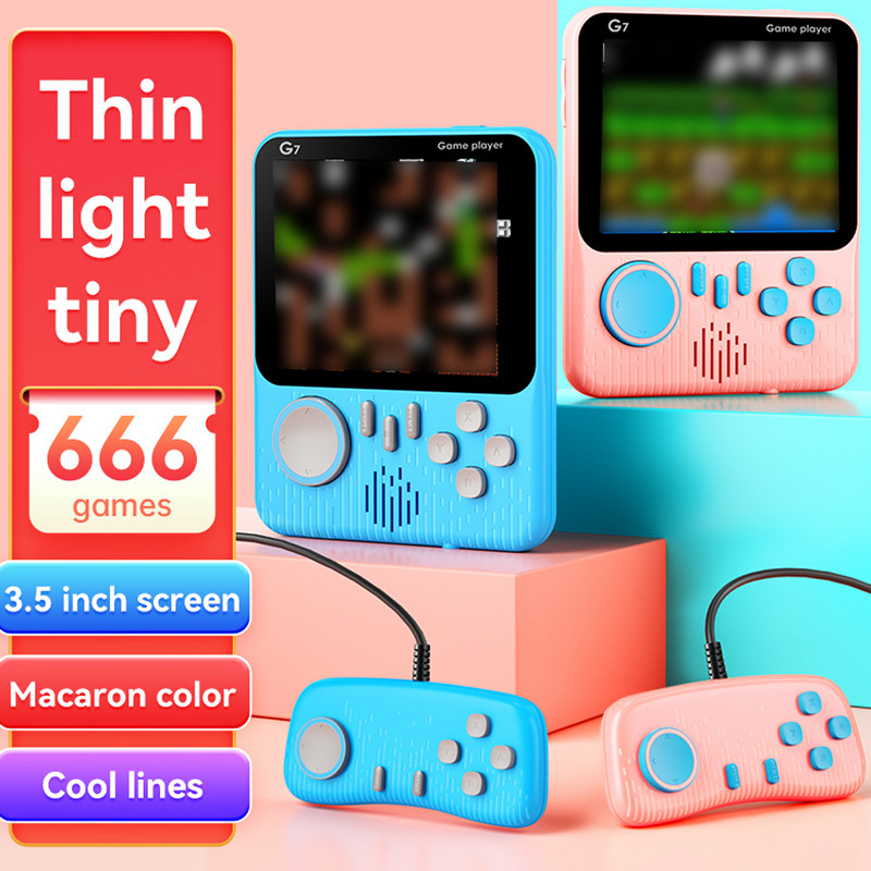 Käeshoitav mängukonsool 3,5-tolline G7 666 in 1 kaasaskantav retro-õpilaskaardimasin Kaasaskantav retro-nostalgiline mängukonsool