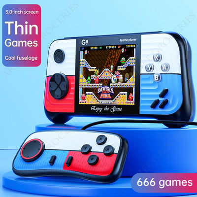 Joystick 3D Consolă de jocuri portabilă 666 de jocuri clasice Ecran LCD color de 3,0 inchi Ultra subțire Video portabil Jucători de jocuri Cadou pentru copii