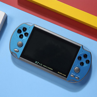 4,3 colio X7+ retro delninė žaidimų konsolė, dviguba vairasvirtė delninė vaizdo žaidimų konsolė Integruotas 10000+ žaidimų palaikymo laidinis valdiklis
