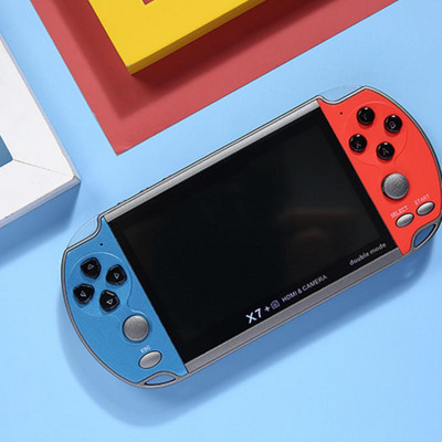 4,3 colio X7+ retro delninė žaidimų konsolė, dviguba vairasvirtė delninė vaizdo žaidimų konsolė Integruotas 10000+ žaidimų palaikymo laidinis valdiklis