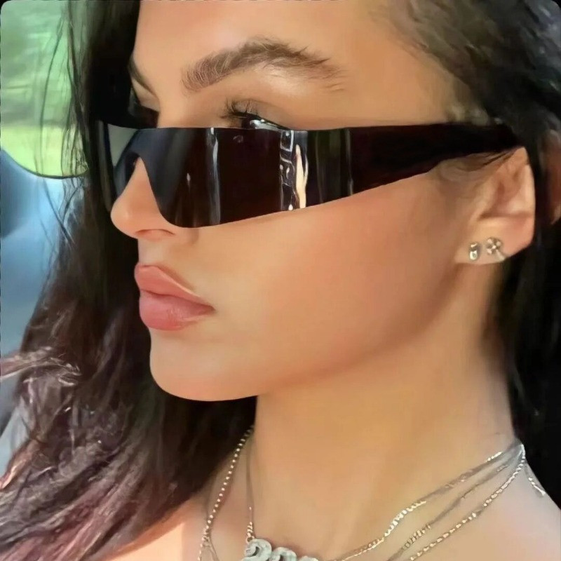 Új Y2K One Body Type Napszemüveg Női Szabadtéri Sport Divat Napszemüveg Férfi Kerékpáros Szélálló Szemüveg UV400 Oculos De Sol