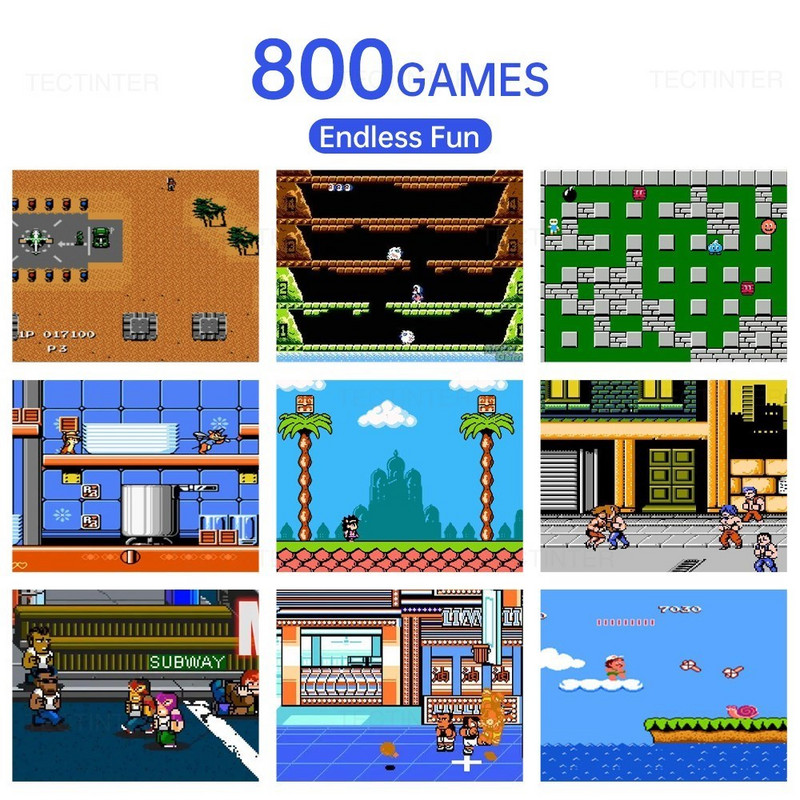Nešiojama retro mini vaizdo žaidimų konsolė 3,5 colio LCD ekranas, 8 bitų AV išvestis delninis žaidimų grotuvas Integruotas 800 žaidimų vaikams Dovana