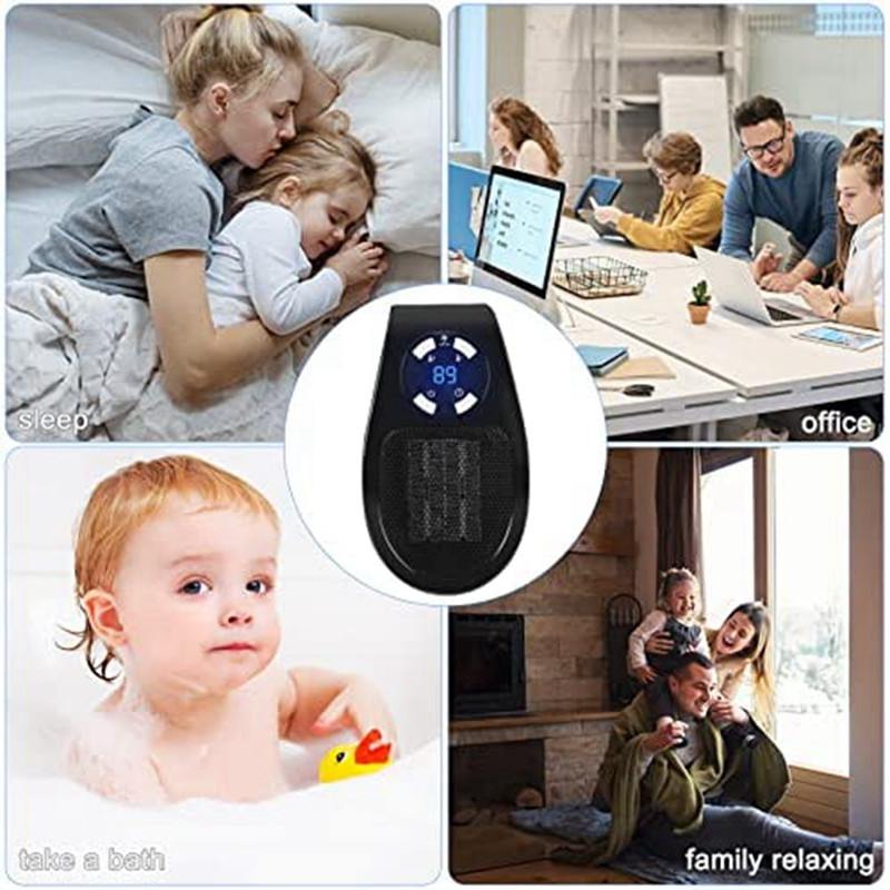 Prijenosni električni grijač Utikač za zidnu grijalicu u sobi Snažni topli puhač Daljinski grijač EU utikač