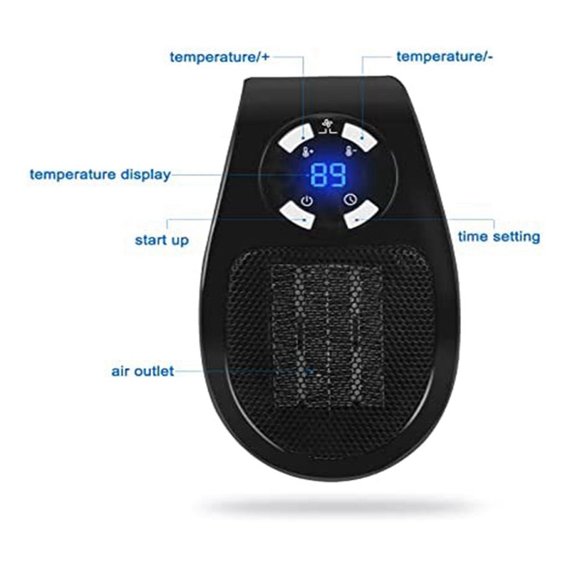 Prijenosni električni grijač Utikač za zidnu grijalicu u sobi Snažni topli puhač Daljinski grijač EU utikač