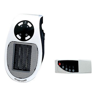 Încălzitor de spațiu de 500 W, încălzitor electric de spațiu cu priză de perete cu termostat reglabil și temporizator compact pentru birou acasă