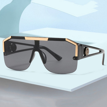 2023 Луксозни големи квадратни слънчеви очила Дамски маркови дизайнерски ретро сини слънчеви очила за жени Извънгабаритни черни нюанси Oculos UV400