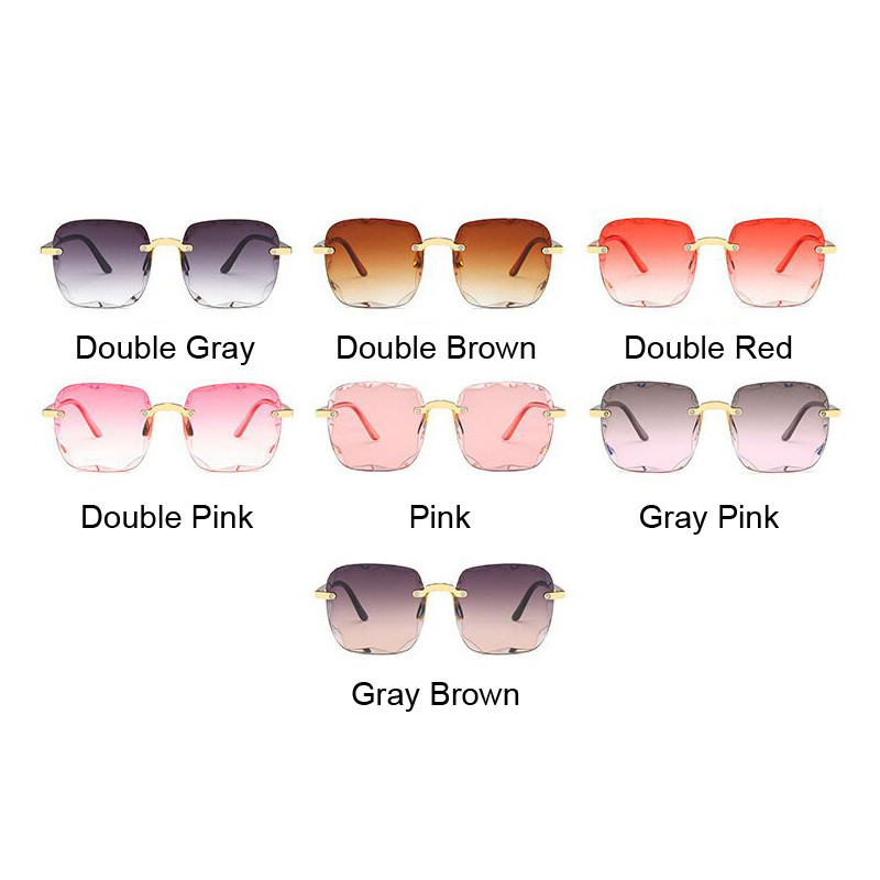 Kandilised päikeseprillid Naine Bränd Disainer Mood ääristeta gradientidega päikeseprillid Varjud Lõikavad objektiivid Naiste raamita prillid