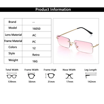 2023 Fashion Rectangle Rimless γυαλιά ηλίου τετράγωνα vintage γυαλιά πολυτελούς σχεδίασης Unisex ρετρό σκελετό γυαλιά ντεγκραντέ Γυαλιά UV400