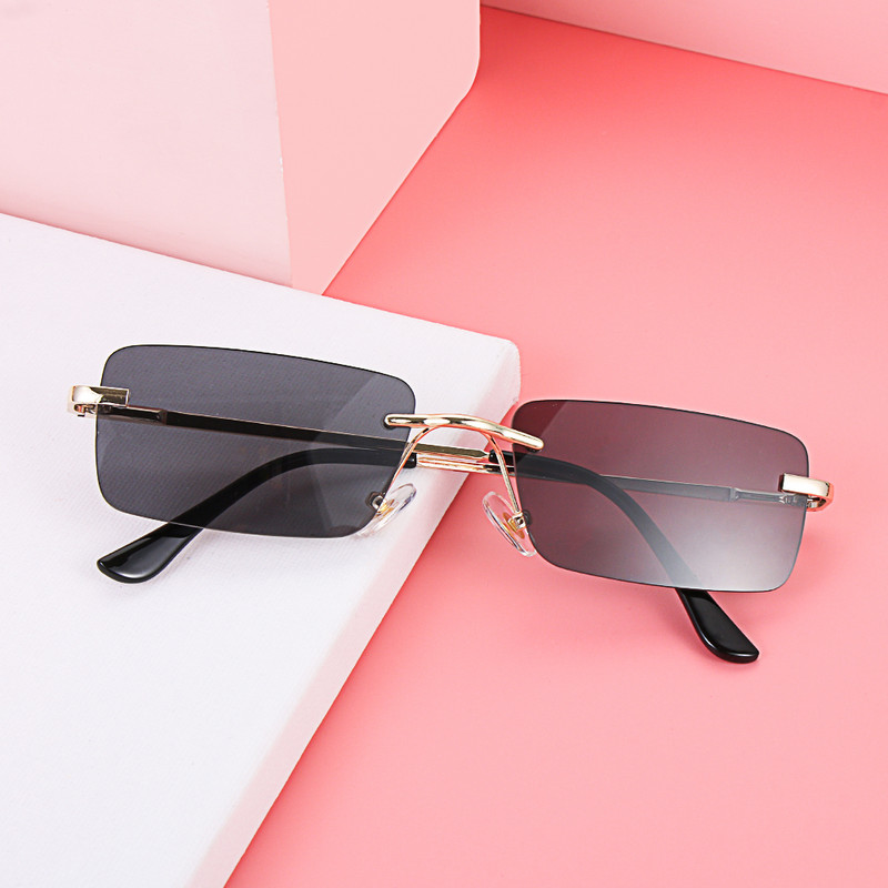 2023. aasta moodne ristküliku ääristeta päikeseprillid, ruudukujulised vintage-prillid, luksuslik disain unisex retroraamiga gradientprillid UV400 prillid