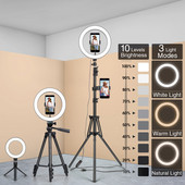 LED-rõngasvalgusti fotovalgusti statiiviga selfie-lamp telefonialuse hoidiku fotolambi ringvalgusti otsevideo voogesituseks