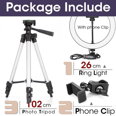 LED-rõngasvalgusti fotovalgusti statiiviga selfie-lamp telefonialuse hoidiku fotolambi ringvalgusti otsevideo voogesituseks