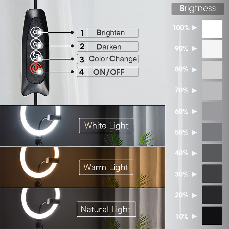 LED-rõngasvalgusti fotovalgusti statiiviga selfie-lamp telefonialuse hoidiku fotolambi ringvalgusti otsevideo voogesituseks