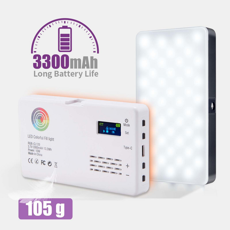 2500K-9000K kétszínű LED RGB kamerafény, teljes színű kimeneti videolámpa készlet, szabályozható panellámpa CRI 95+ újratölthető 3100 mAh