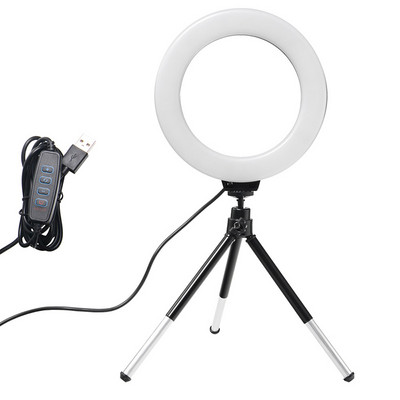 Φωτιστικό δαχτυλιδιού 6 ιντσών με Τρίποδο Led Bright Ring Lamp Light Rim Song Lighting για φωτογραφία Selfie Ringlight δεξιό φως