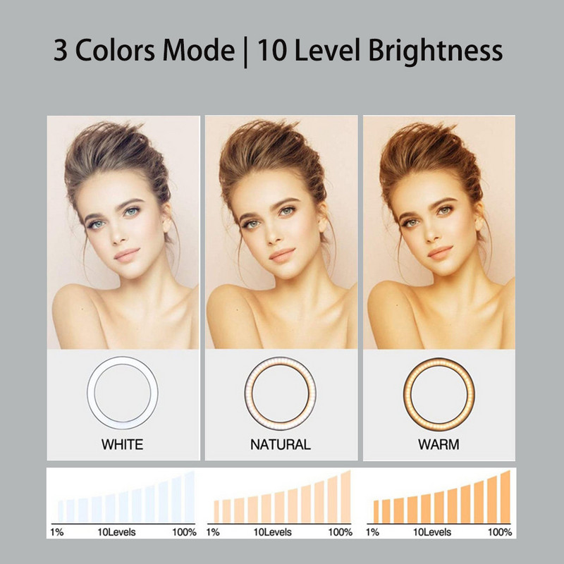 6-tolline rõngasvalgusti statiiviga LED ereda rõngaslambi valguse veljega lauluvalgusti pildistamiseks selfide ringvalgusti parempoolne valgustus