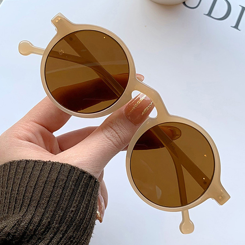 Retro apvalūs akiniai nuo saulės moterims prekės ženklo dizaineris senoviniai akiniai nuo saulės moteriški juodi lauko akiniai Mados stilius Populiarus