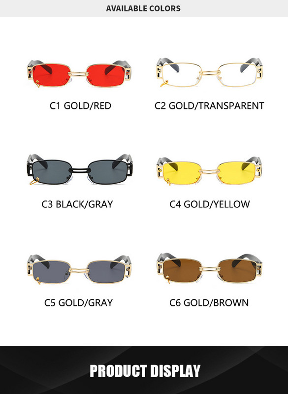 2023. aasta ruudukujulised päikeseprillid naiste luksusbrändi disainer Väikesed ristkülikukujulised päikeseprillid UV400 meeste mustade varjunditega retroprillid naistele
