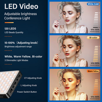 Strbea ST120 LED светлина за видеокамера 2500-9000K с мек дифузер RGB ефект Осветление за фотография Vlogs Запълваща светлина със статив
