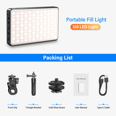 Strbea ST120 LED vaizdo kameros šviesa 2500-9000K su minkštu difuzoriumi RGB efekto fotografija Apšvietimas Vlogai užpildo šviesą su trikoju