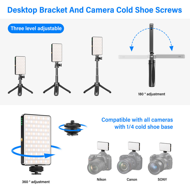 Strbea ST120 LED vaizdo kameros šviesa 2500-9000K su minkštu difuzoriumi RGB efekto fotografija Apšvietimas Vlogai užpildo šviesą su trikoju