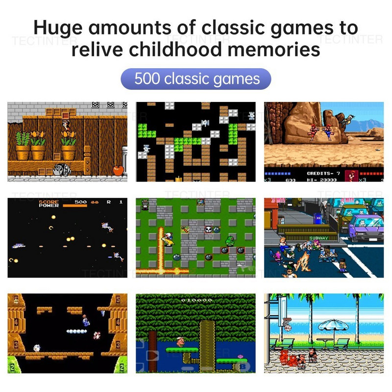 Ultra vékony K10 Retro videojáték-konzol, beépített 500 klasszikus játékok hordozható mini kézi játéklejátszó Game Boy