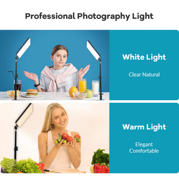 LED видео светлина Димируем комплект за непрекъснато фотографско осветление със стойка за статив за фото студио Настолно заснемане Снимане YouTube