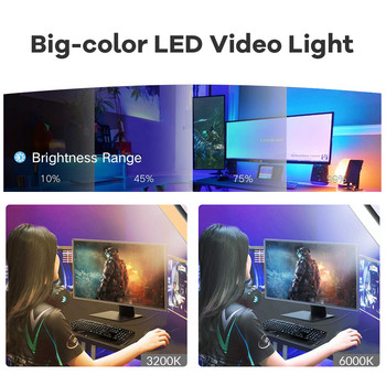 Κιτ φωτισμού συνεχούς φωτογράφισης LED με δυνατότητα ρύθμισης φωτός βίντεο με βάση τριπόδου για λήψη φωτογραφιών στο επιτραπέζιο στούντιο Λήψη YouTube