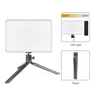 LED-videovalgusti hämardatav pidevfotograafia valgustuskomplekt koos statiivialusega fotostuudio töölaual filmimiseks YouTube`i