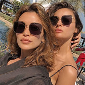 Óceán színű lencse Vintage négyzet alakú napszemüveg női tükör női márka kivitel fém keret kör szemüveg férfi szemüveg