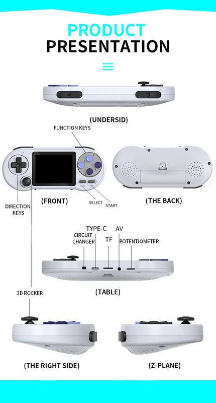 SF2000 3 inčna ručna igraća konzola Player Mini prijenosna igraća konzola ugrađena u 6000 igara Podrška za retro igre AV izlaz