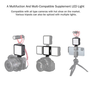 ulanzi VL49 Mini LED Light Video Light Photography Lamp 6W 5500K CRI95+ with/ Battery+Cold Shoe Support for Canon Nikon Sony DSLR
