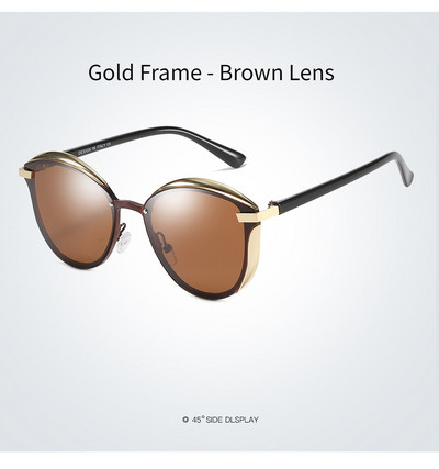 Νέα γυναικεία μόδα Στρογγυλά πολωμένα γυαλιά ηλίου Κλασική προστασία από την υπεριώδη ακτινοβολία Μεταλλικό σκελετό γυαλιά ηλίου