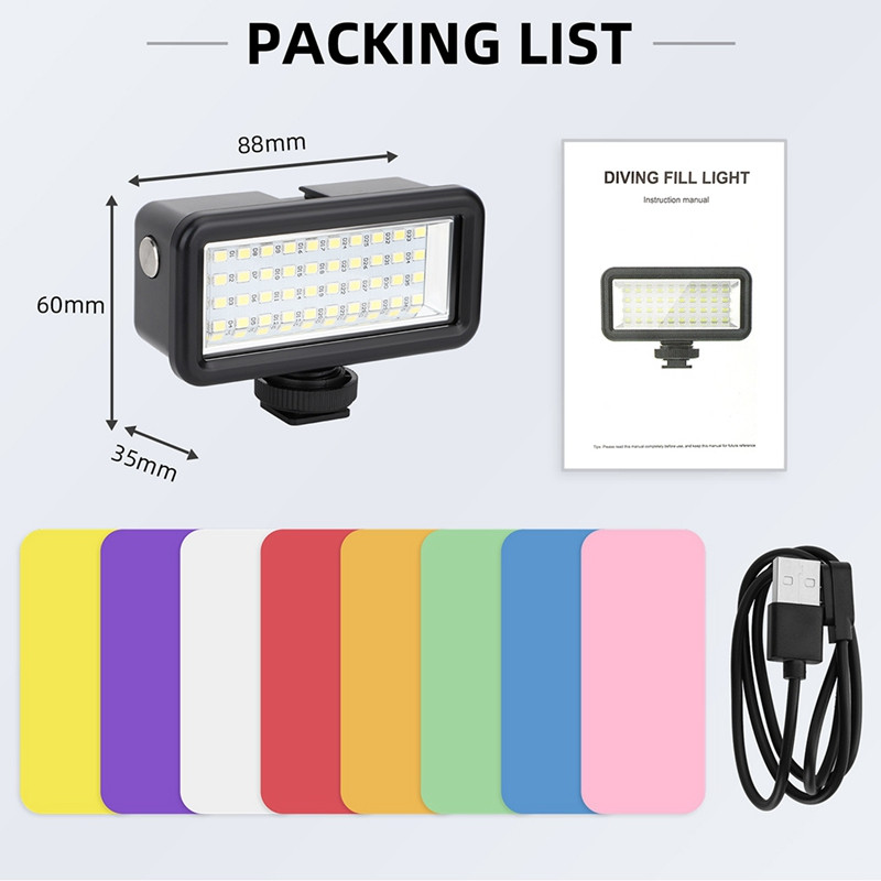 Veealune sukeldumislamp Mini LED-lamp + aku Gopro10/DJI Action3 kaamerale