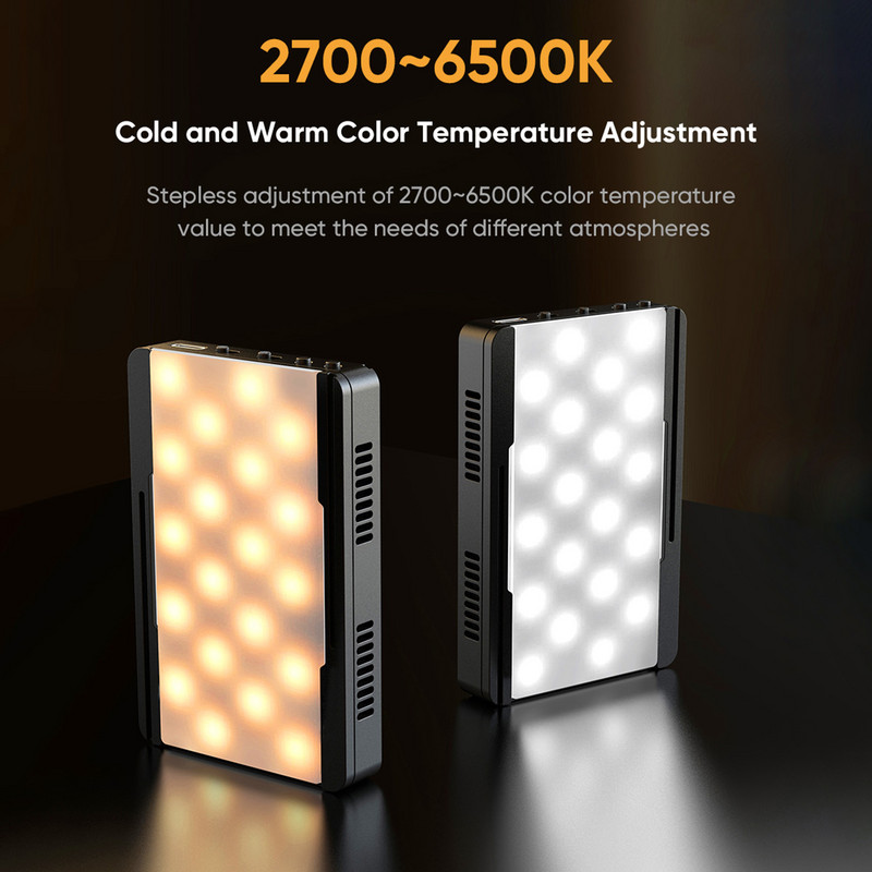 APEXEL minifotolamp hämardatav LED-videovalgusti kolmevärvilise valgusrežiimiga 40 LED-helmest 2700K–6500K otseülekande/selfie jaoks