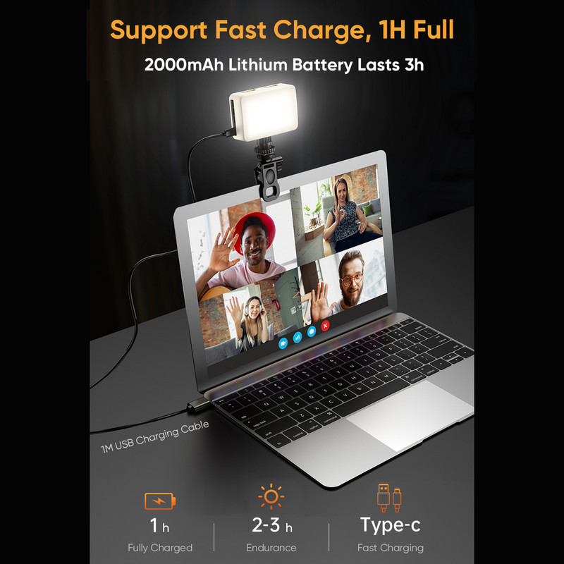 APEXEL minifotolamp hämardatav LED-videovalgusti kolmevärvilise valgusrežiimiga 40 LED-helmest 2700K–6500K otseülekande/selfie jaoks