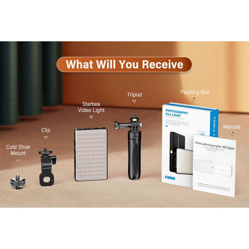 Mobiiltelefoni täitevalgusti 120 LED 2500-9000K värvitemperatuuriga kaamera fotovideo täitevalgusti