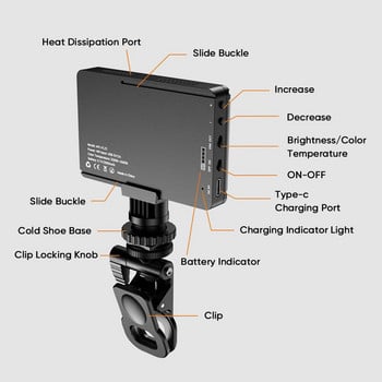 VL40 Led Selfie Light With Soft Diffuser 360 Ball Head 2700-6500K Fill Panel Lamp Κάμερα υπολογιστή Φως τηλεφώνου για μακιγιάζ Youtube