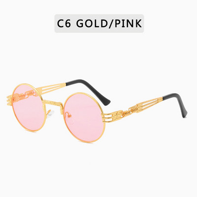 Gothic Steampunk Akiniai nuo saulės Vyrai Moteriški vintažiniai metaliniai apvalūs akiniai nuo saulės Gamintojo dizainerio Madingi akiniai Veidrodis Aukštos kokybės UV400