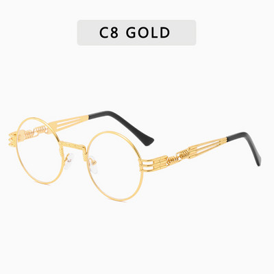 Gothic Steampunk Akiniai nuo saulės Vyrai Moteriški vintažiniai metaliniai apvalūs akiniai nuo saulės Gamintojo dizainerio Madingi akiniai Veidrodis Aukštos kokybės UV400