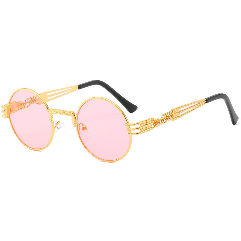 Gothic Steampunk Akiniai nuo saulės Vyrai Moteriški vintažiniai metaliniai apvalūs akiniai nuo saulės Gamintojo dizainerio Madingi akiniai Veidrodis Aukštos kokybės UV400