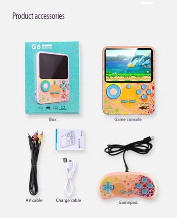 G6 Retro Portable Mini Handheld Video Game Console 4-Bit 3.5 Inch Color LCD Kids Color Game Player Вграден 666 игри power bank