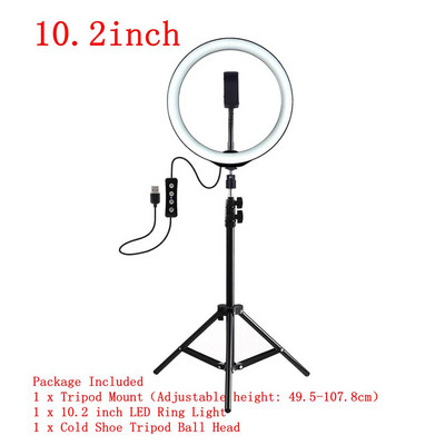6,2/10-tolline fotohelivalgusti LED-selfie rõngasvalgusti telefonilamp hämardatav fotovalgustus koos statiivialuse hoidikuga Youtube`i video