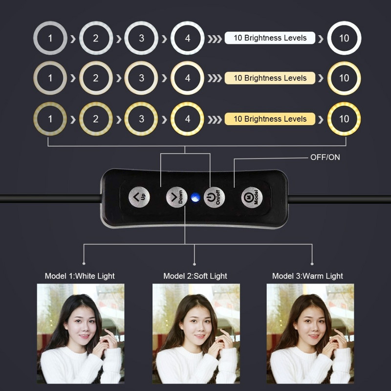 6,2/10-tolline fotohelivalgusti LED-selfie rõngasvalgusti telefonilamp hämardatav fotovalgustus koos statiivialuse hoidikuga Youtube`i video