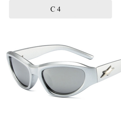 Retro Y2K Style Moteriški akiniai nuo saulės Madingi spalvingi veidrodiniai akiniai Vyriški pankiški sportiniai akiniai nuo saulės