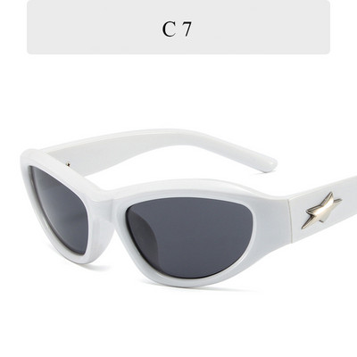 Retro Y2K Style Moteriški akiniai nuo saulės Madingi spalvingi veidrodiniai akiniai Vyriški pankiški sportiniai akiniai nuo saulės