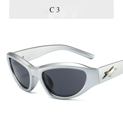 Retro Y2K Style Moteriški akiniai nuo saulės Madingi spalvingi veidrodiniai akiniai Vyriški pankiški sportiniai akiniai nuo saulės