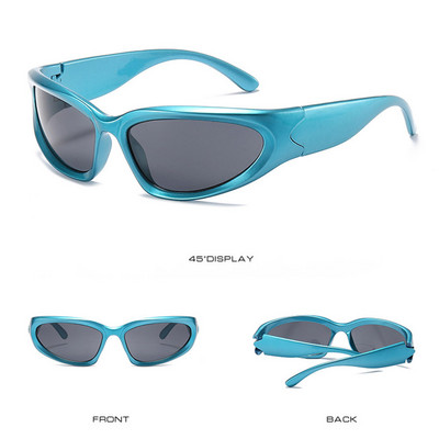 Retro Y2K Style Moteriški akiniai nuo saulės Madingi spalvingi veidrodiniai akiniai Vyriški pankiški sportiniai akiniai nuo saulės